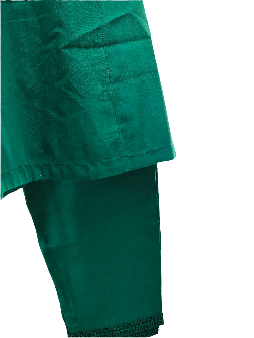 2 piece embroided raw silk girls stitched suit size age 12-13