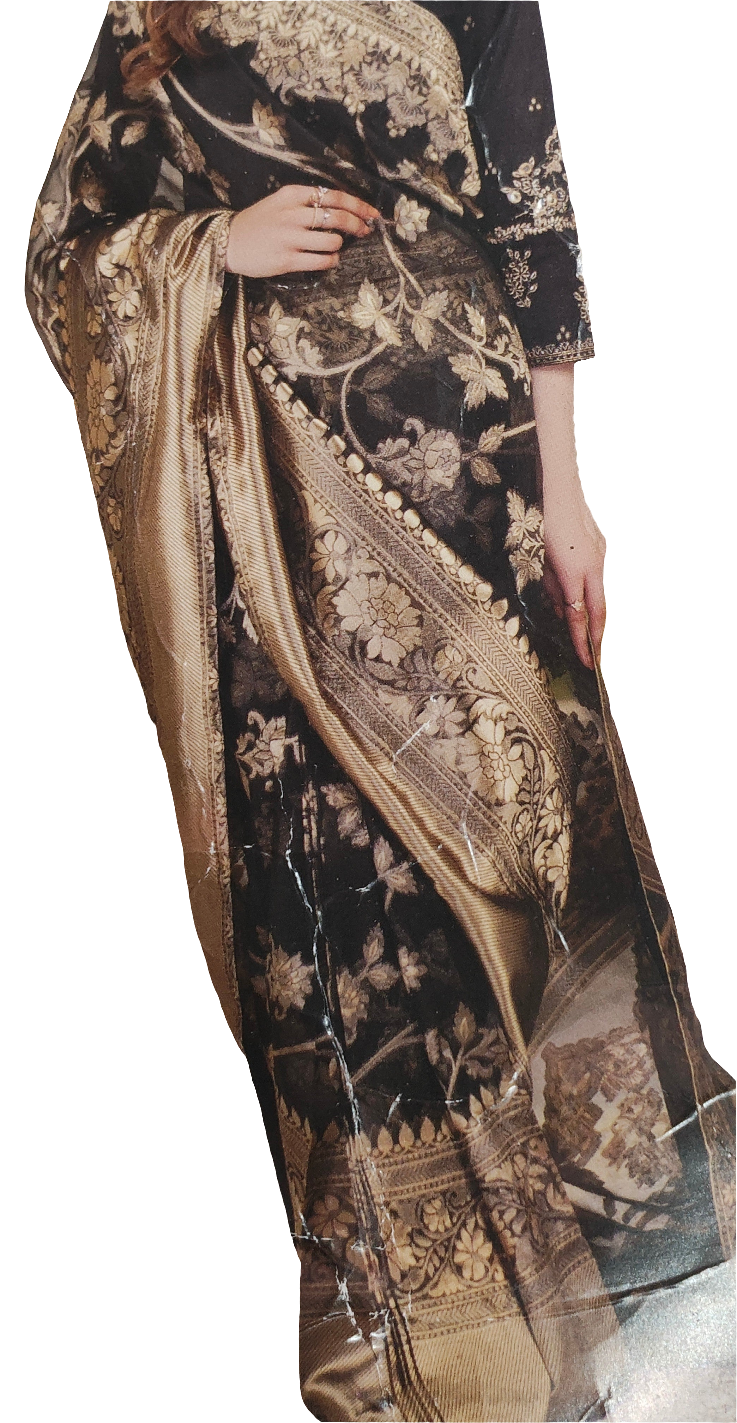 Unstitch organza jacquard saree with blouse