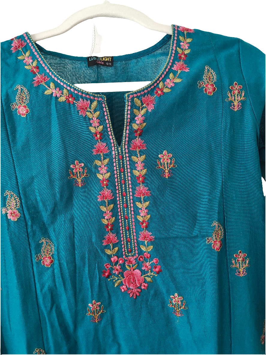 Stitched 2 piece lawn embroided Girls age 12-13