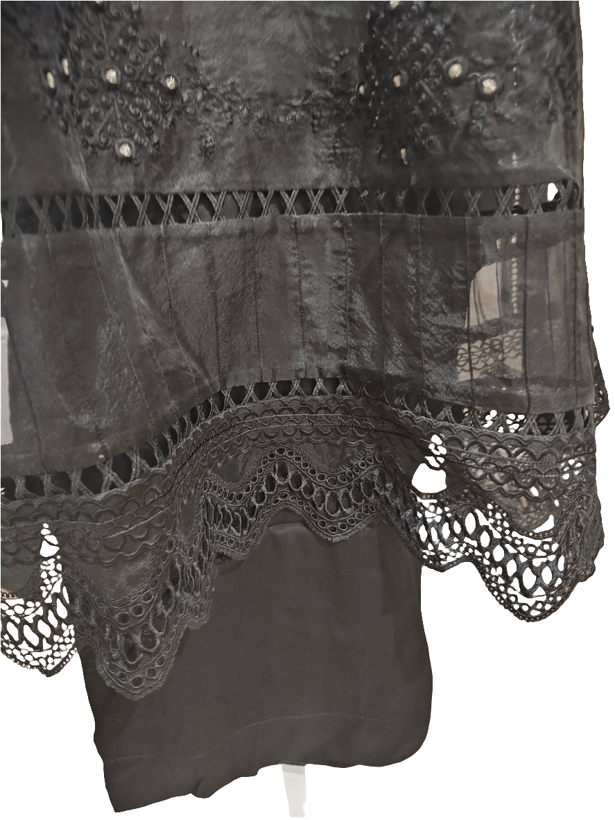 Stitched embroided 2 piece organza suit large size