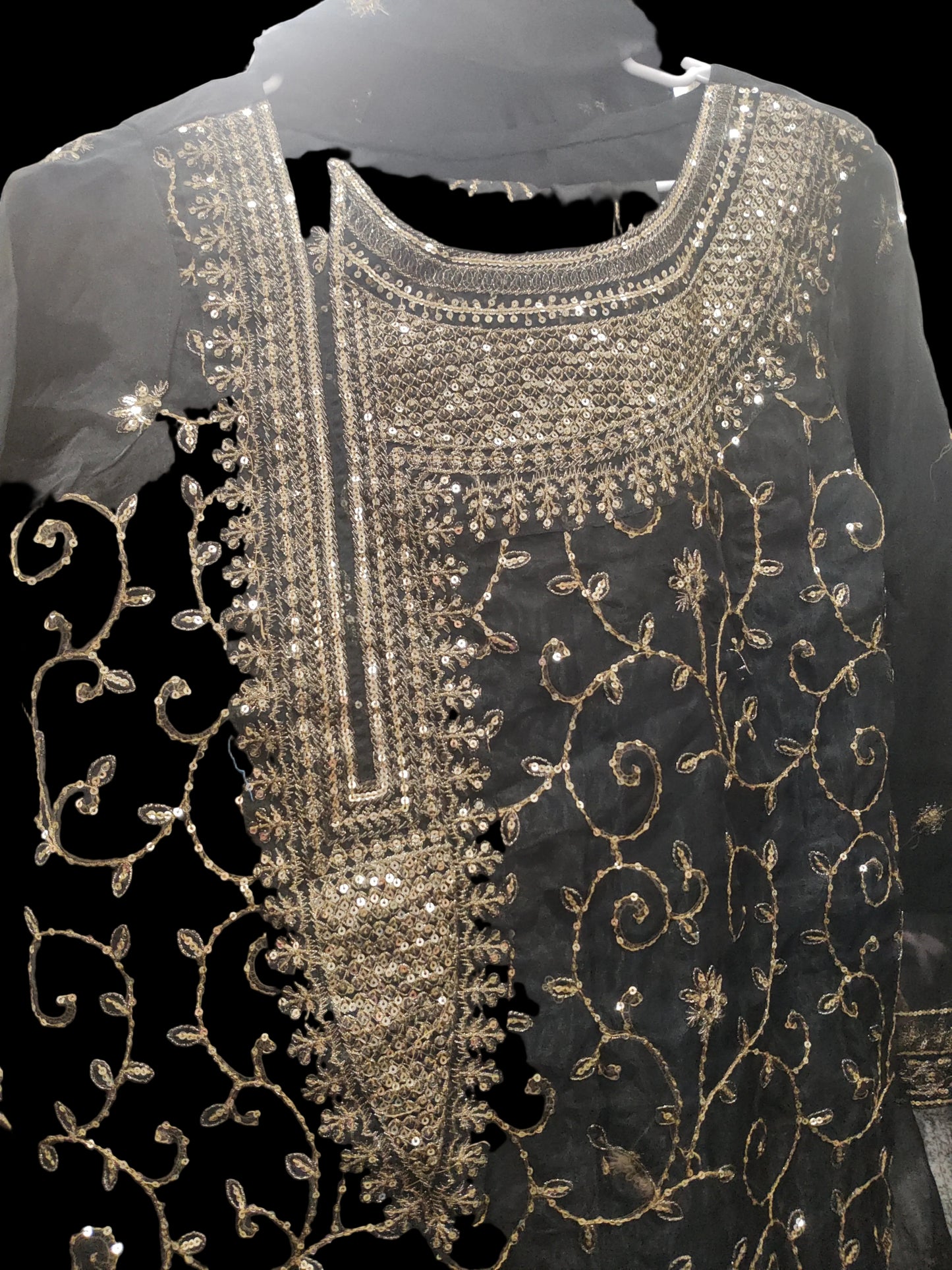 Black organza embroided