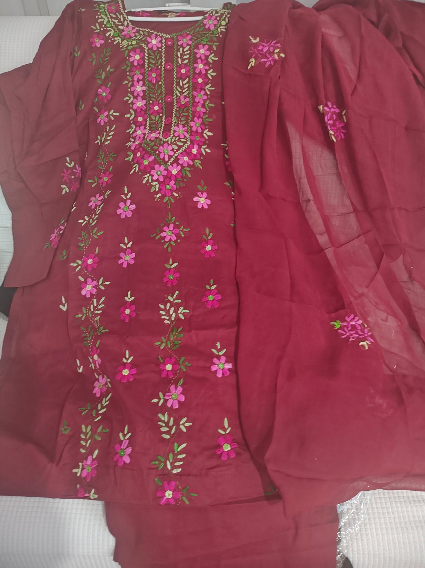 Large lawn embroided stitched