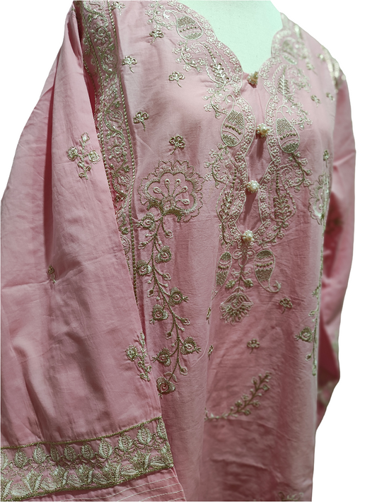 Stitched embroided lawn 2 piece suit in large size