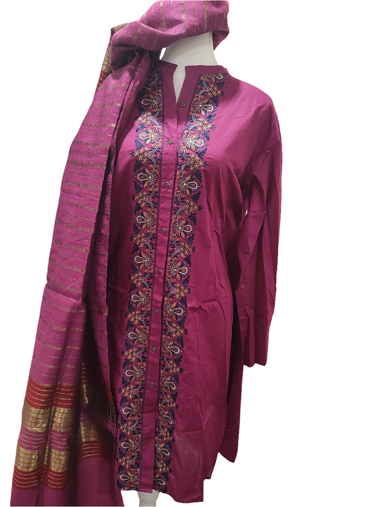 Stitched embroided 2 piece medium size lawn suit