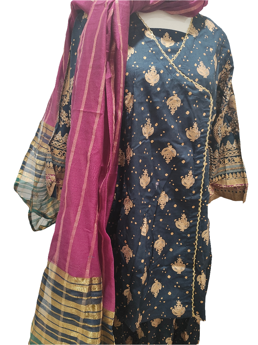 3 piece stitched medium size cotton lahnga