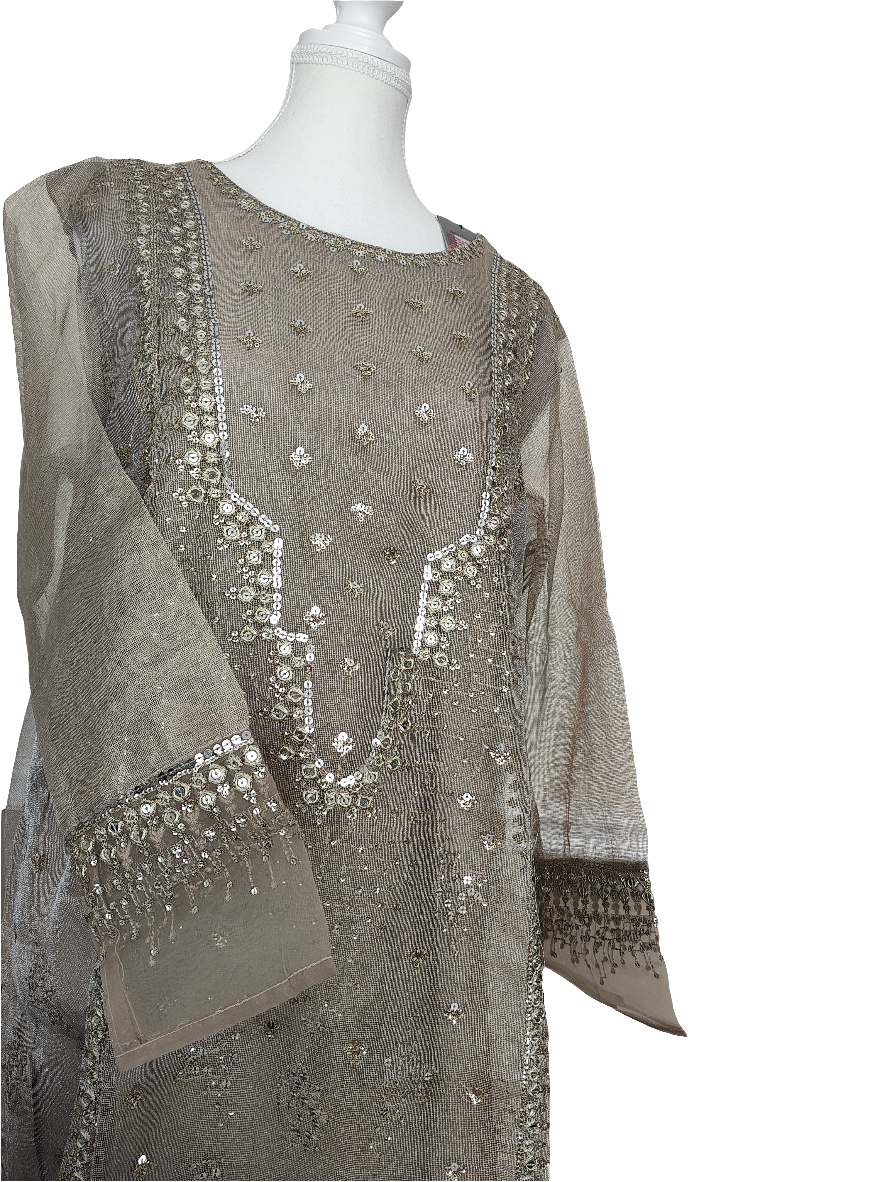 Net 2 piece large embroidered suit