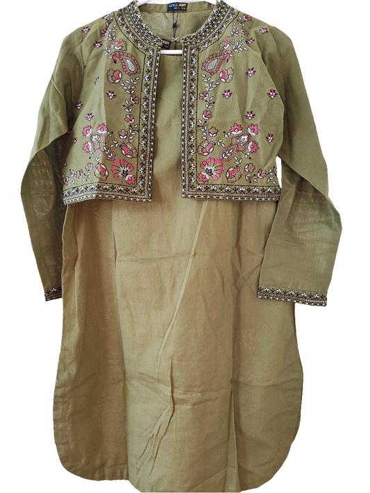 Stitched embroided khaddar 2 piece suit size age 12-13