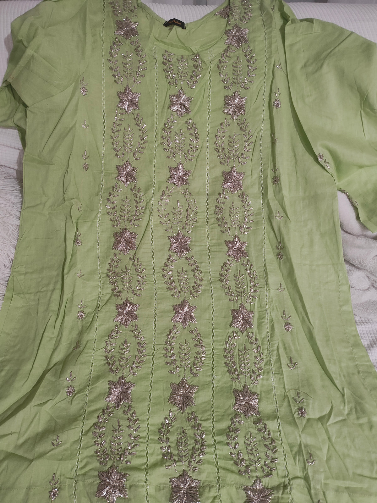 Large lawn gotta work stitched shafoon dupatta farshi shalwar
