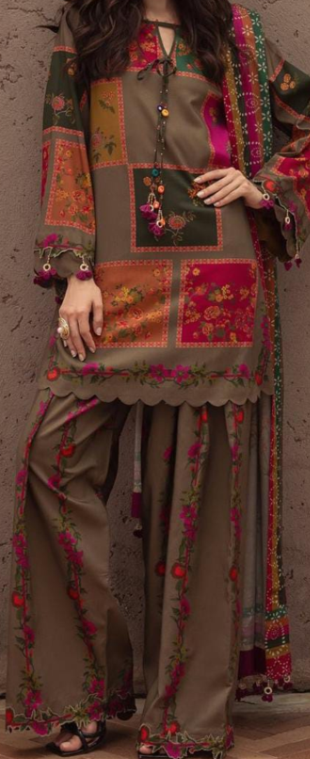 Silk large stitched 3 piece