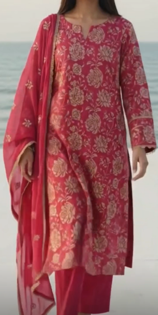 Large embroidery stitched cotton