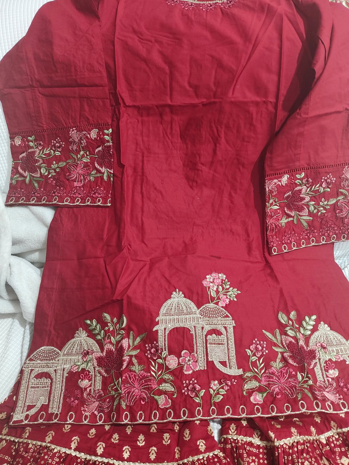 Medium and large  embroided gharara