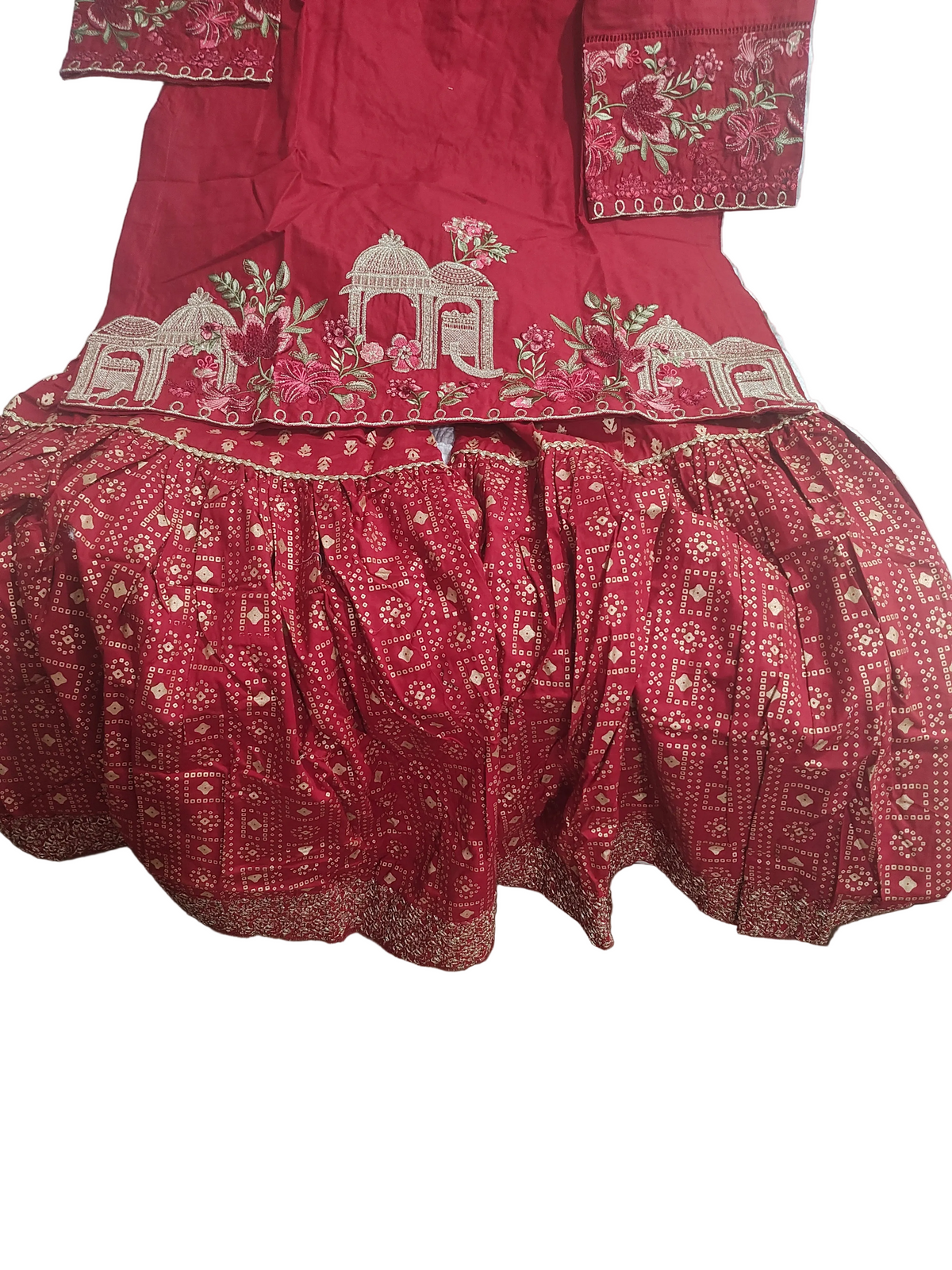 Medium and large  embroided gharara