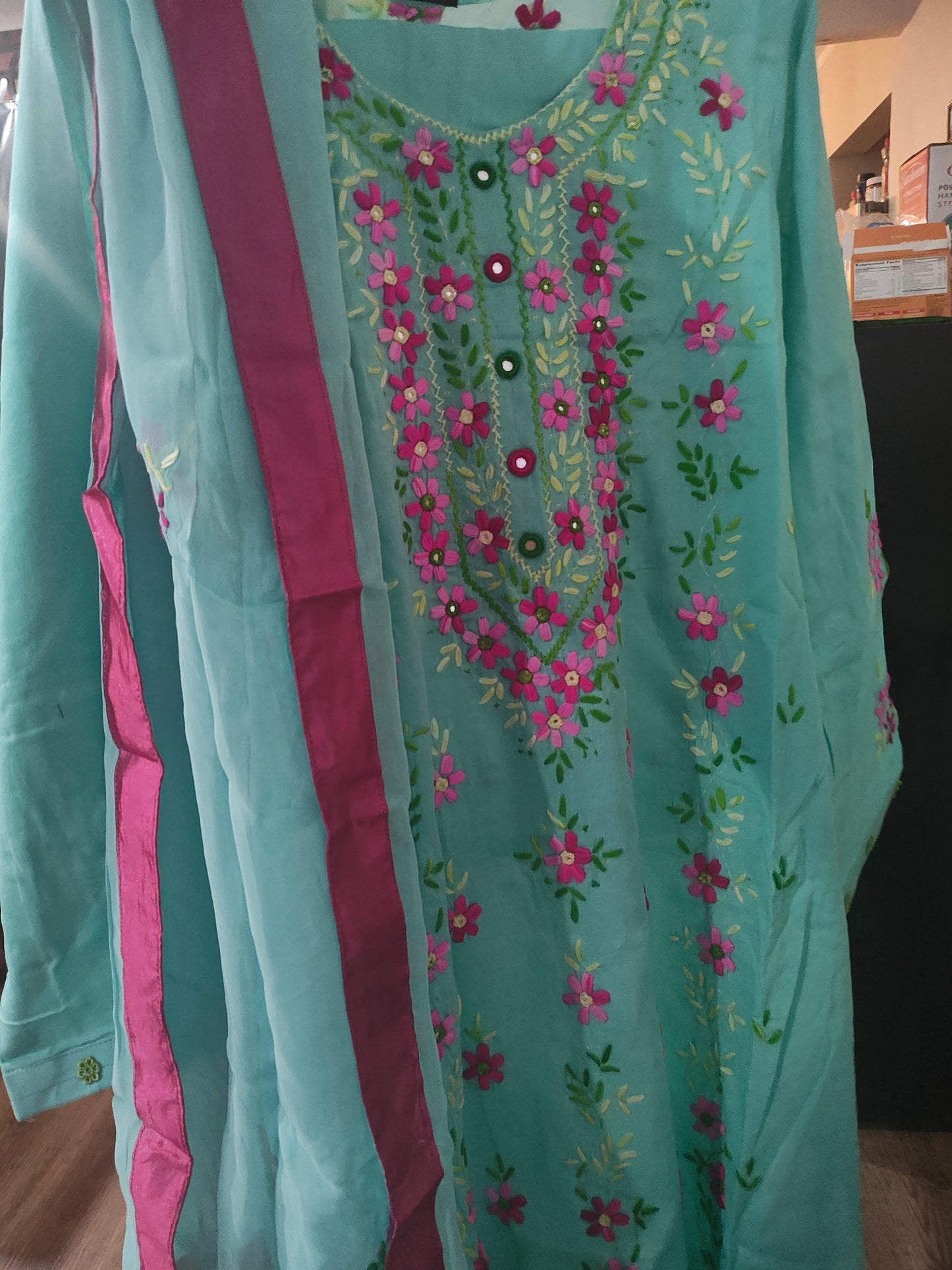Large lawn embroided stitched